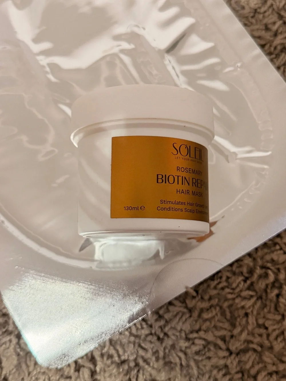 SOLEIL Rosemary Biotin Repair Hair Mask – Gold Nourishing Treatment